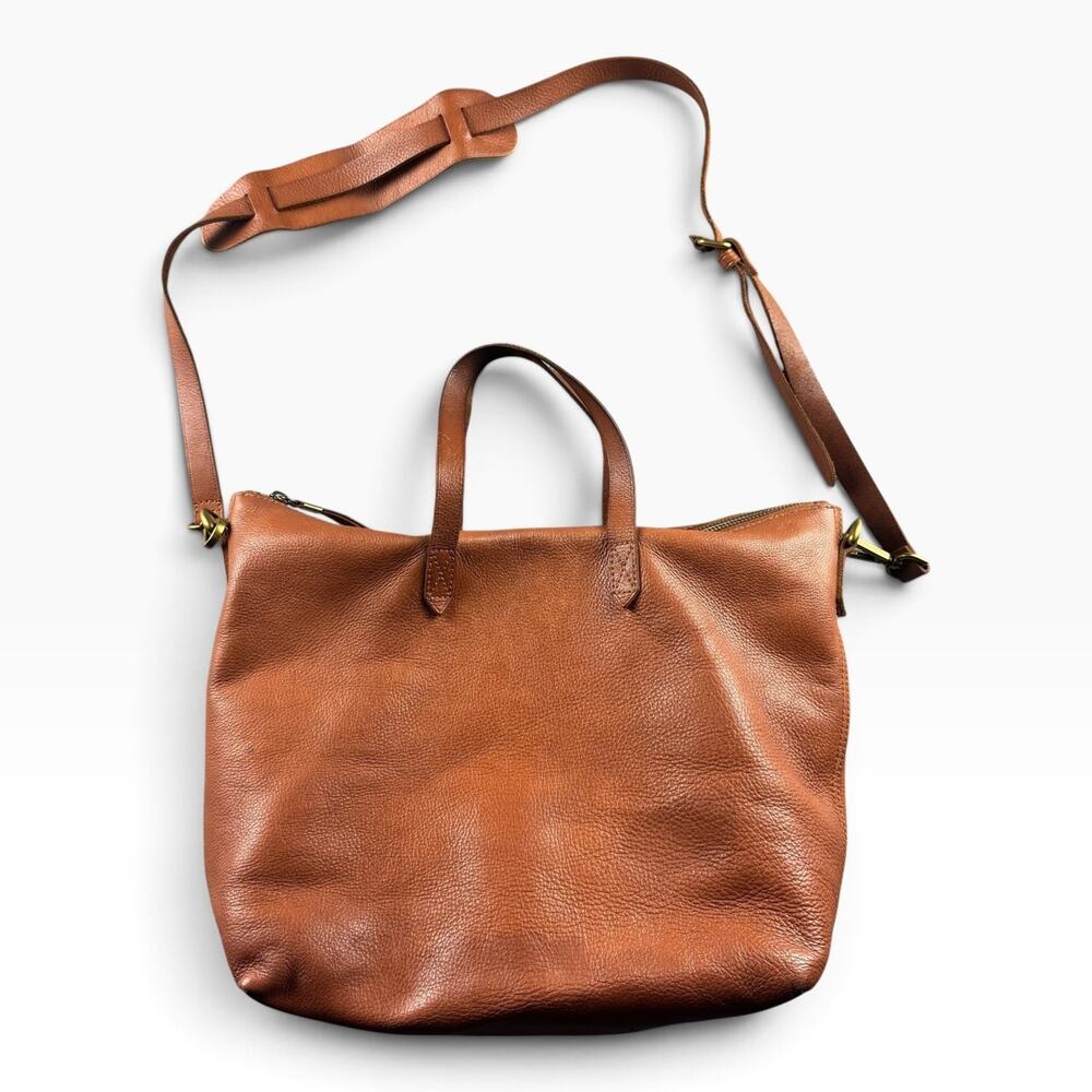 Madewell Transport Satchel Tote Brown Leather Crossbody Shoulder Bag Large